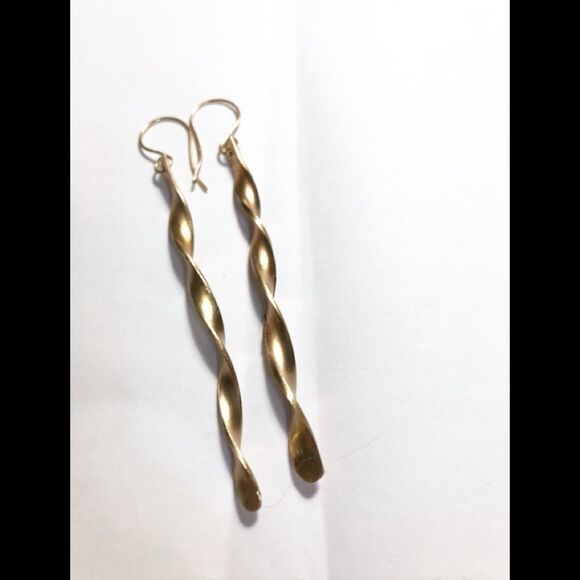 Earrings, Brass Spiral earrings, shoulder dusters, 3”, NEW - Picture 1 of 1